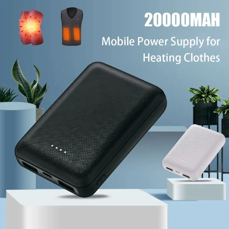 20000mAh Portable Mini Power Bank - USB Fast Charging External Battery Pack for Heating Apparel