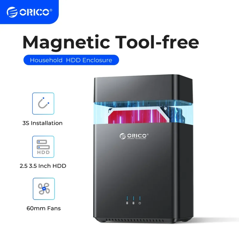 ORICO DS Series 2-Bay 3.5" USB 3.0 Hard Drive Enclosure – Magnetic Type, USB 3.0 to SATA 3.0, UASP Support, 12V4A Power