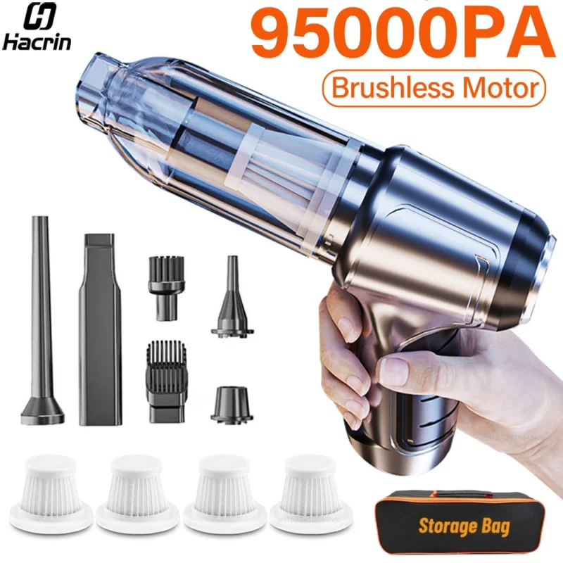Powerful Wireless Car Vacuum Cleaner - 95000PA Strong Suction Handheld Vehicle Cleaner
