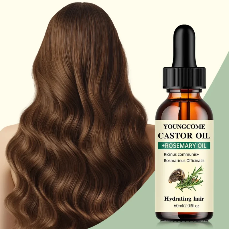 Castor & Rosemary Hair Growth Oil – Reduces Hair Loss, Repairs Split Ends, and Supports Anti-Aging